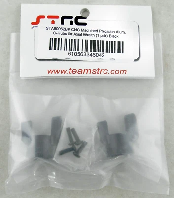 CNC Machined Aluminum C-Hubs for Axial Wraith, Black (1 Pair) - STRC #STA80062BK - Image 1 of 2