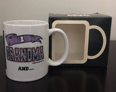 Vintage 1998 Laid back #1 Grandma And My Grand Kids Biggest Fan Coffee Mug New - Image 1 of 4