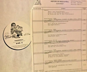 RADIO SHOW 4/12/84 HISTORY OF R&R: ANIMALS (5), CARLY SIMON (2),EAGLES/GLEN FREY - Foto 1 di 1