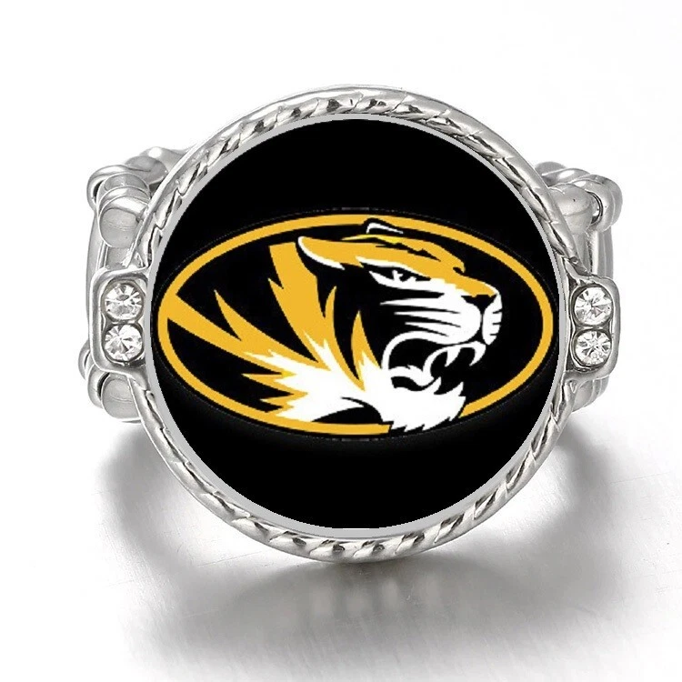 Anillo Missouri Mizzou Tigers para mujer con detalles de cristal plateado con paquete de regalo D12 Foto 1 de 4