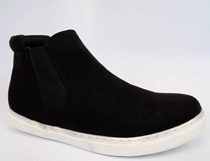 Women's Fashion Ankle Bootie Sneakers, Size 10.0 Med, Black/White, NEW, Faux Sue - Picture 1 of 12