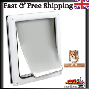 Extra Large Dog Pet Door XL Flap 380 x 470 mm 2 Way White Gate Lockable Entrance - Picture 1 of 9