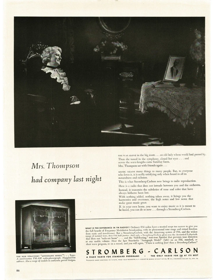 1941 Stromberg Carlson Floor radio Igor Stravinsky Autograph Model Vintage Ad 3 - Image 1 of 1