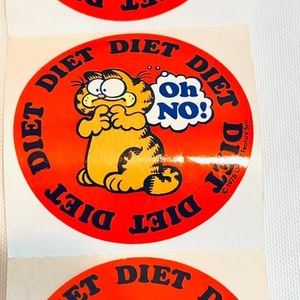 Garfield Stickers Red Diet Oh No! Vintage 80's Qty 10 - Picture 1 of 4