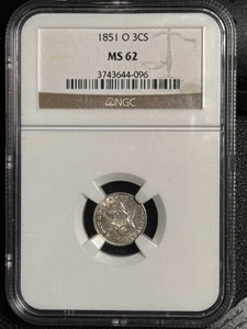 1851 O Silver Three Cent Piece - Trime NGC MS-62 - Picture 1 of 2