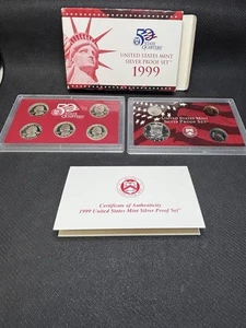1999 Silver Proof Set OGP COA 9 Coin Set - Picture 1 of 4