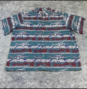 Kahala Hawaiian Islands AVI Collection Camp Hemd Herren 2XL Grün Tropical Fish - Bild 1 von 7