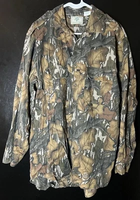 Vintage Mossy Oak Shirt Mens Large Fall Foliage Camo Button Hunting US - Image 1 of 4