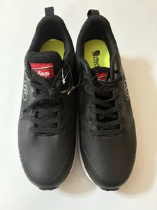 Rawlings League Turf Cleats 10.5D Black White Leather Lace-Up Baseball Mens - Picture 1 of 6