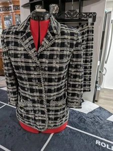 Schwarz-weiß karierter John's Anzug Strick Größe 2 - Bild 1 von 24