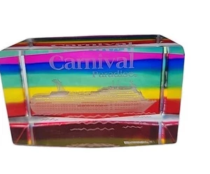 Carnival Cruise Paradise Rainbow 3D Laser Etched Rainbow Crystal Paperweight - Picture 1 of 11