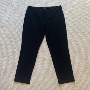 Pantalones Eileen Fisher Lavables Elastizados Crepé Grandes Negros Minimalistas Ajustados - Imagen 1 de 6