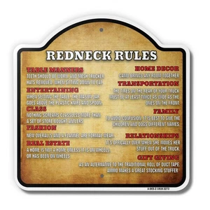 Redneck Rules 18" X 18" Heavy-Gauge Aluminum Architectural Sign - Picture 1 of 4