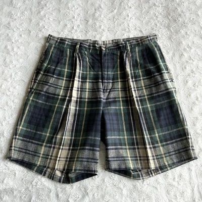 Pantalones Cortos Nautica De Colección Para Hombre 36 Azul Marino Cintura Alta De Colección Años 90 Plisados a Cuadros Cintura Alta Foto 1 de 4