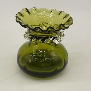 Pilgrim 3 Zoll Vase tiefgrün, geraffter Rand perfekte Form - Bild 1 von 7