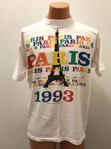Vintage 1993 Paris Eiffel Tower Alma Mater Men's Multicolor T-Shirt X-Large - Picture 1 of 7