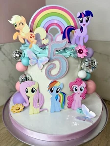 Personalised Cake Topper Set rainbow pony - Picture 1 of 2
