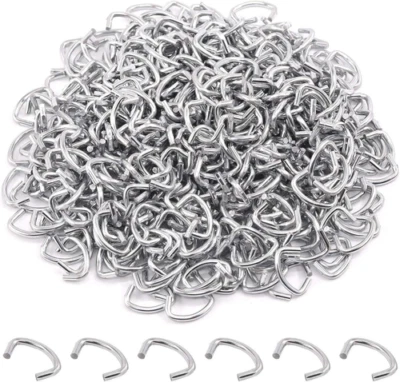 RUSTARK 1000 Pcs 1/2" Galvanized Hog Rings, Professional Upholstery One Size, Silver
