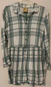 Thereabouts Girls XL 18.5p Green Plaid Adaptive Knee-Length Shirt Dress! A5490 - Picture 1 of 5