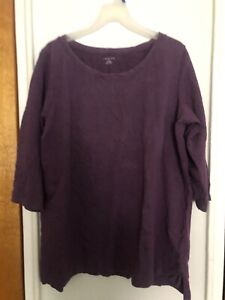 Lands End Womens  Dark Purple Sz 1X 100% Cotton Sweatshirt Top Gently worn