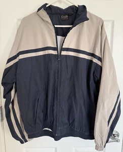 VINTAGE C&B Sport Lined Men's Zip Jacket Size Medium Blue & Tan Color Block - Picture 1 of 6