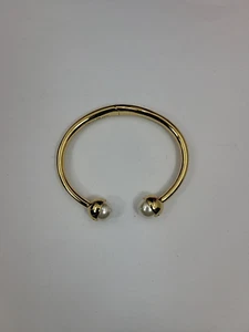 Tory Burch Gold Tone Faux Pearl Hinged Bangle Bracelet - Picture 1 of 4