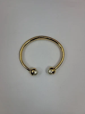 Tory Burch Gold Tone Faux Pearl Hinged Bangle Bracelet - Image 1 of 4