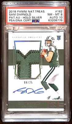 2018 National Treasures Rookie Auto Silver RPA 4/25 Sam Darnold PSA 8 /10 R6220J - Image 1 of 2