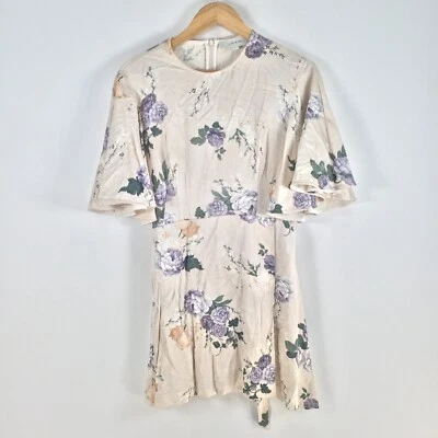 LOVER Vestido 12 Mujer Nude Fit Acampanado Floral Champaigne Manga Corta Cinturón 084146 Foto 1 de 4