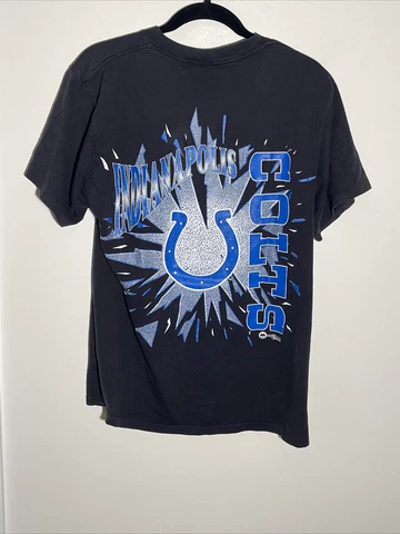 Vintage Indianapolis Colts Shirt Size Medium Black NFL Single Stitch Rare Cover