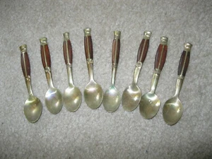 8 Jean Claude Thailand bronze and rosewood demitasse spoons - Picture 1 of 6