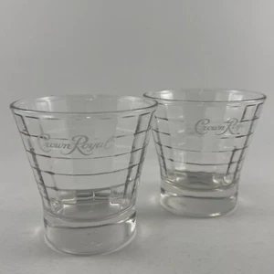 Set of 2 Crown Royal Low Ball Whiskey Glasses Optic Block Waffle Pattern - Picture 1 of 15