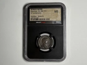 VaultBox Series 6 Roman Empire AD 286-310 Maximian BI Aurelianiunus NGC MS - Picture 1 of 3