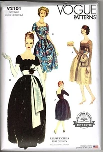 Vogue V2101 Misses 16 bis 24 Authentic 1958 Reissue Dress Uncut Sewing Pattern - Bild 1 von 2