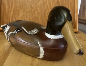 Vintage Wood Duck Decoy Hidden Compartment Box Handpainted - Picture 1 of 13