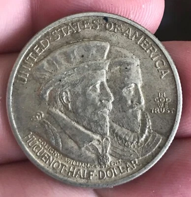 1924 huguenot commemorative half dollar , nice original XF - Image 1 of 4