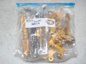 PRO-TECH, DUCATI APRILIA RSV4 FOOTPEG GOLD REAR SET KIT, 2008-2012 ! - Imagen 1 de 5