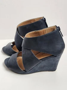Michael Antonio Women's Anie Wedge Sandal Blue Suede Size 8 - Picture 1 of 7