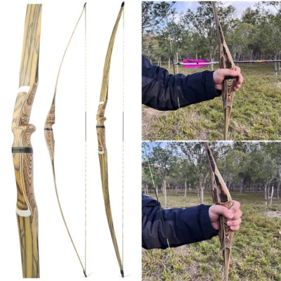 60” 62" 64" Archery Longbow Takedown Wooden 20-50lbs Traditional Bow Hunting - Image 1 of 4