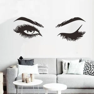 Vinyl Eyelashes Decal Wall Stickers for Girls Bedroom Eyebrows Store Beauty - Picture 1 of 14
