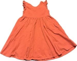 Vestido para niñas Hanna Andersson 6-7 120 naranja mezcla de algodón mangas acampanadas con volantes - Imagen 1 de 5