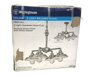 Westinghouse 6354500 Iron Hill 4-Light Brushed Nickel Chandelier/Semi-Flushmount - Picture 1 of 3