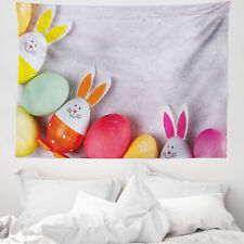 conejo de Pascua Tapiz de Pared Ancha de Microfibra Huevos de color con los o...