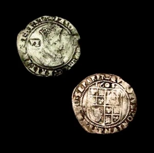 X076: Raro 1608 James 1st Hammered Silver Sixpence: im Coronet, Spink 2658 - Imagen 1 de 1