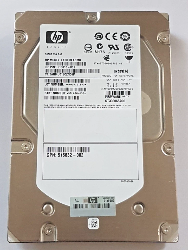 300 GB SAS HP EF0300FARMU 15000RPM 16MB HDD 3.5" Disco Rigido Interno - Immagine 1 di 1