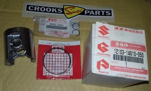 NOS 12103-14810-050 RM125 D 1983 Genuine Suzuki +.5mm Piston and Rings Set - Picture 1 of 10