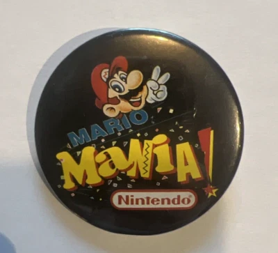 Vintage Super MARIO MANIA Nintendo Store Promotional Button Badge Pin - Image 1 of 3