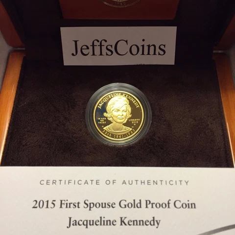 2015 W Jacqueline Kennedy 1/2 Oz 24k Gold Proof $10 First Spouse Jackie Half JQ1 Cover