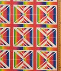 Union Jack fabric 100% Cotton material metre rainbow squares jubilee party