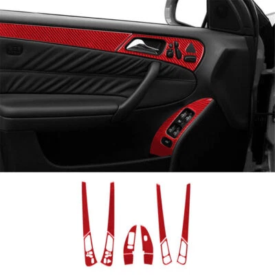 Cubierta de control de puerta de fibra de carbono roja para Mercedes-Benz W203 2005-2007 12 piezas Foto 1 de 4